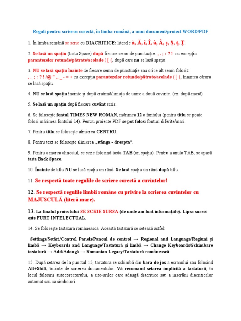 Scriere Corectă Word | PDF