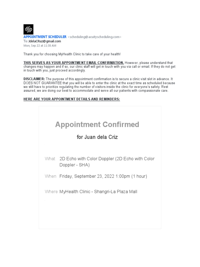 2D Echo Appointment Confirmation | PDF