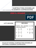 Adding and Subtracting Dissimilar Rational Algebraic Expressions