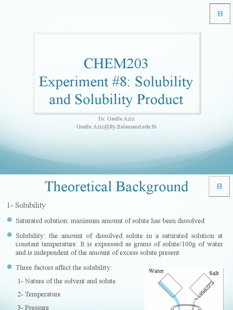 Solubility and Ksp Experiment Guide | PDF | Solubility | Physical Sciences