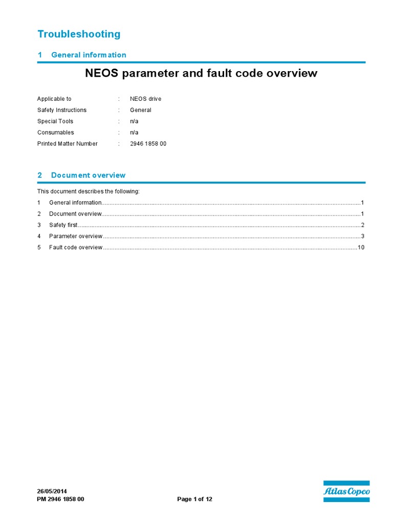 NEOS Drive Parameter and Fault Codes | PDF | Electric Motor | Power Supply