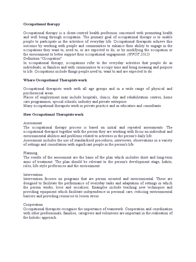 Occupational Therapy | Download Free PDF | Occupational Therapy | Obesity