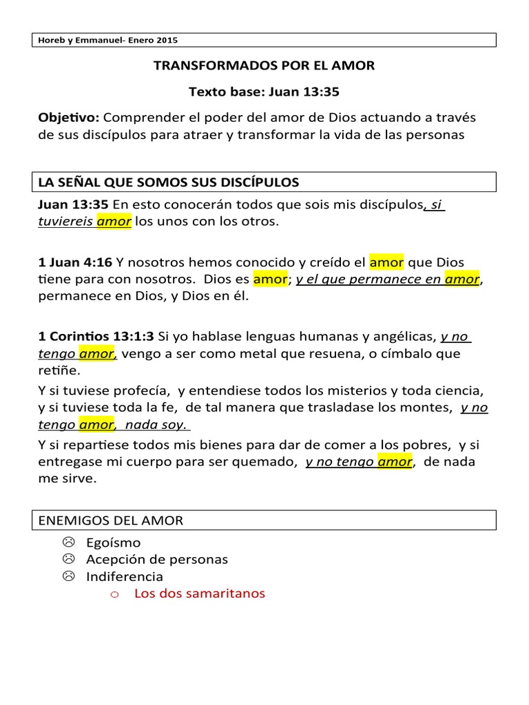 Transformados por el Amor de Dios | PDF | Amor | Creencia religiosa y ...