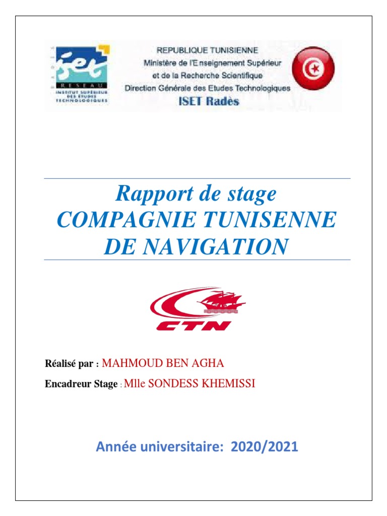 Rapport de stage à la CTN Rades | PDF | Transport | Tunisie