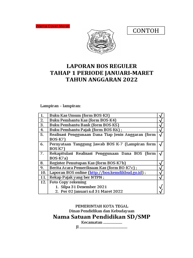 Cover Laporan Bos Tiap Tahap 2 Dan 3 Tahun 2022 Pdf