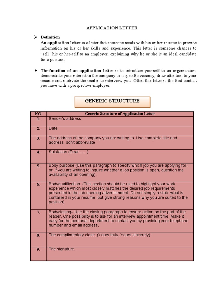 Application letter pdf