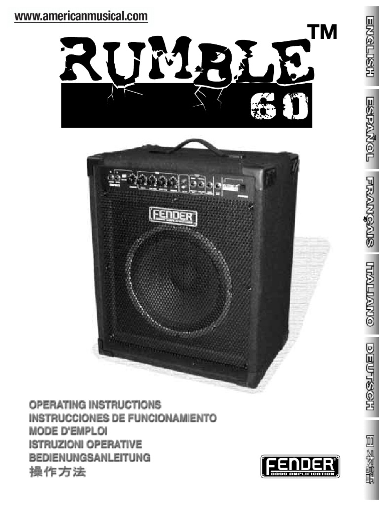 Fender Rumble Bass Amps Manual PDF Amplifier Recording