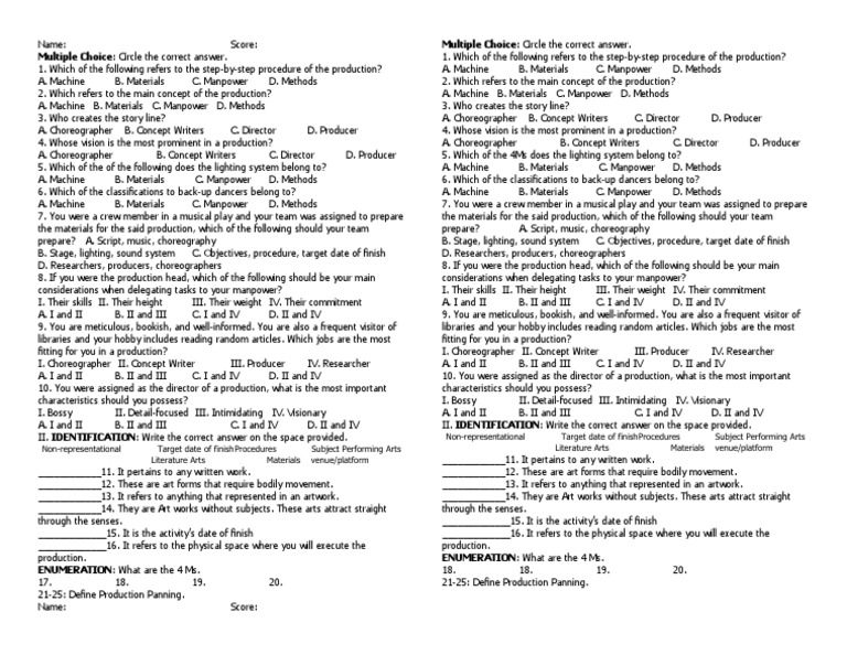 Contemporary Arts Quiz PDF Cognitive Science