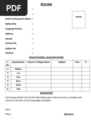 Resume Blank