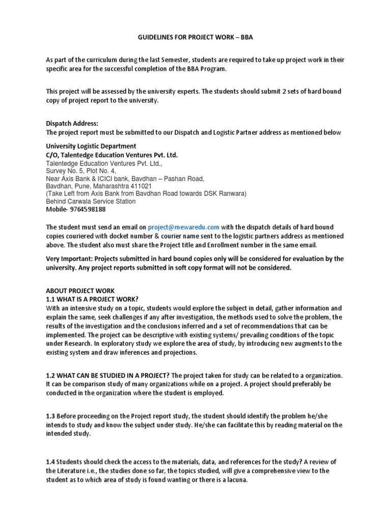 BBA Project Work Guidelines | PDF | Cognition