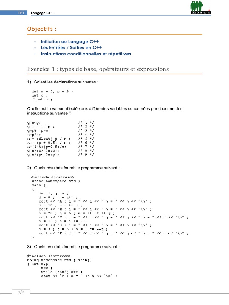 C++ : Cours et Exercices Corrigés | PDF | C ++ | Programme informatique