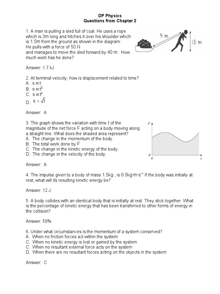 DP Physics Chapter 2 Questions | PDF | Force | Momentum
