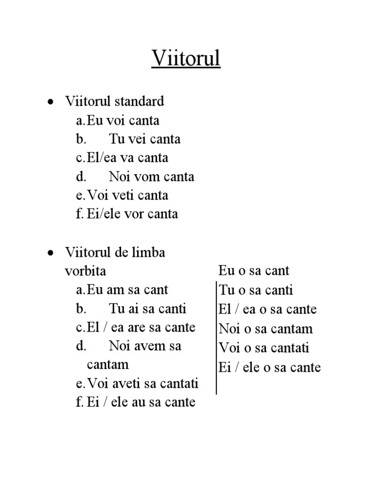Formele de Viitor | PDF