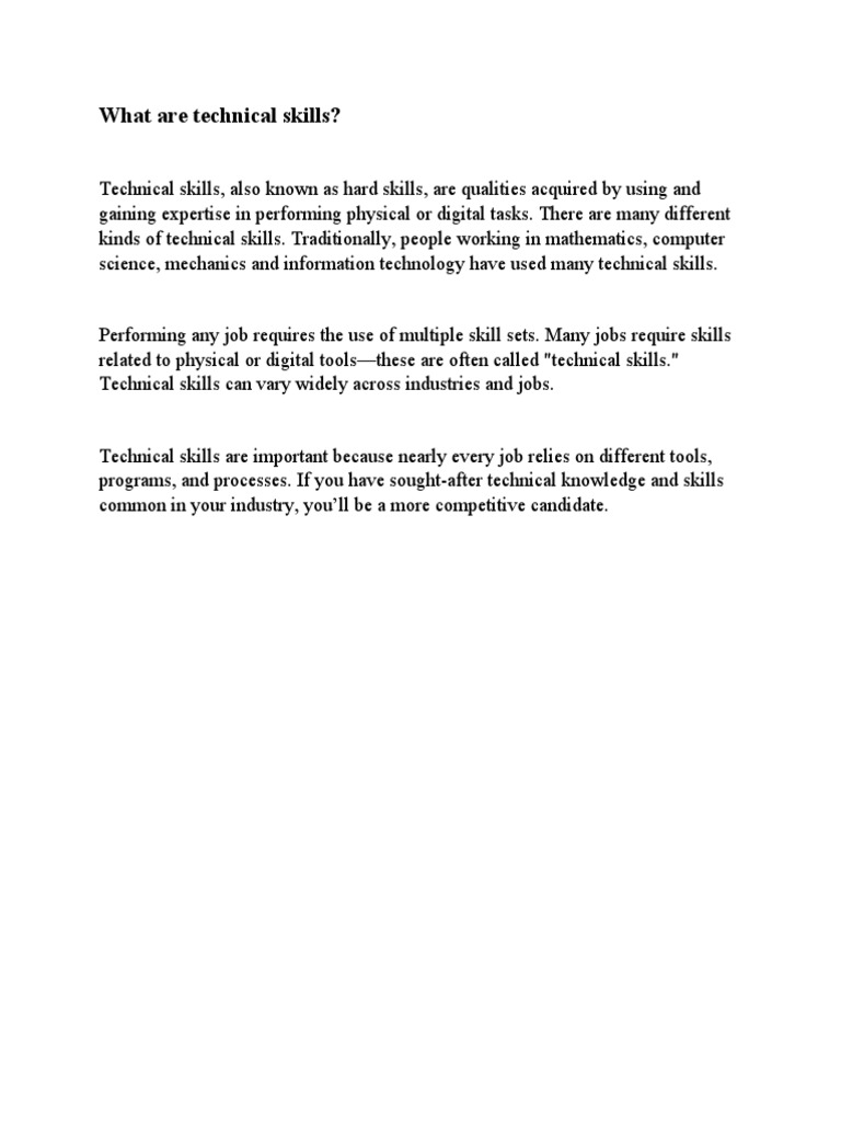 Understanding Technical Skills Explained | PDF