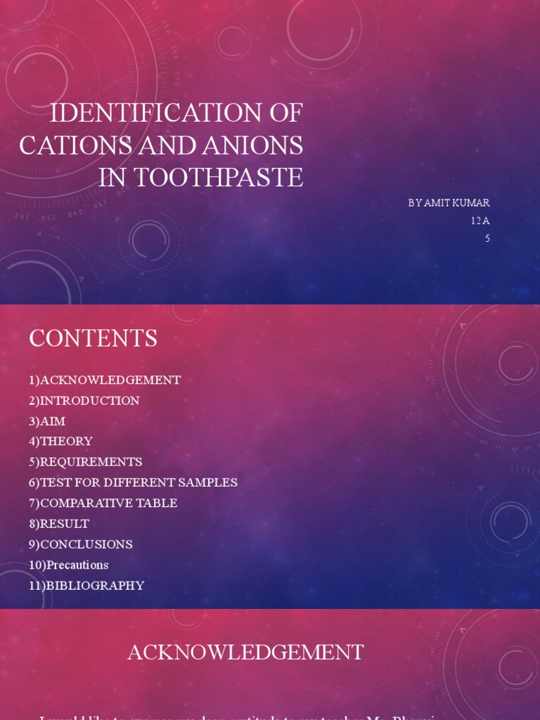 Cation and Anion Analysis in Toothpaste | PDF