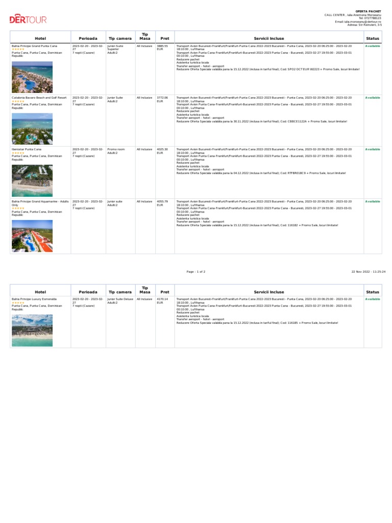 Oferta Republica Dominicana | PDF | Hospitality Industry | Tourist