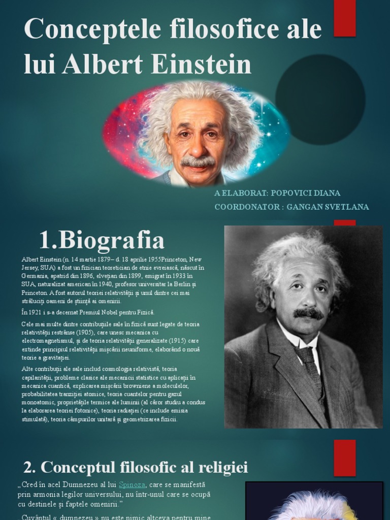 Conceptele Filosofice Ale Lui Albert Einstein | PDF