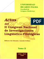 Actas Segundo Congreso de Linguistica