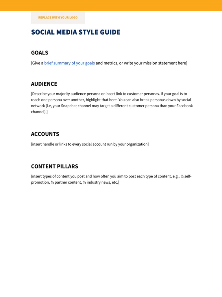 Social Media Style Guide Template (To Use The Template, Click The