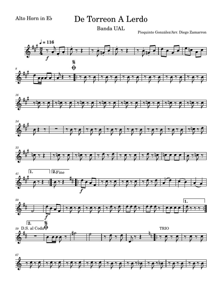 Banda UAL: De Torreon A Lerdo Score | PDF