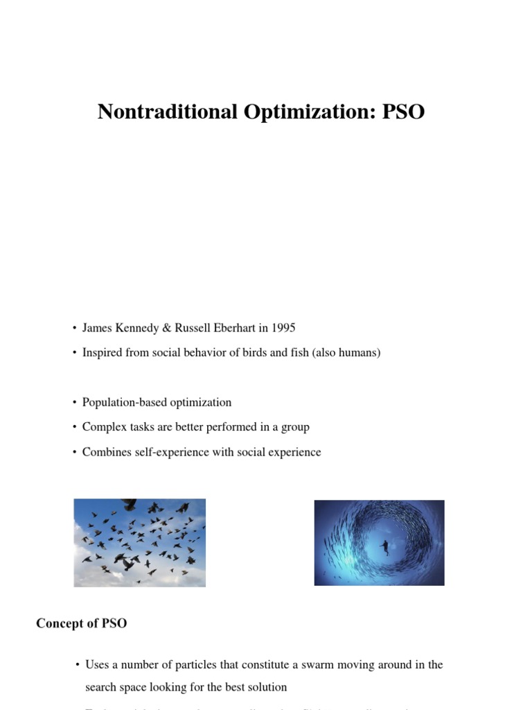 PSO Optimization: Particle Swarm Optimization for Nontraditional ...