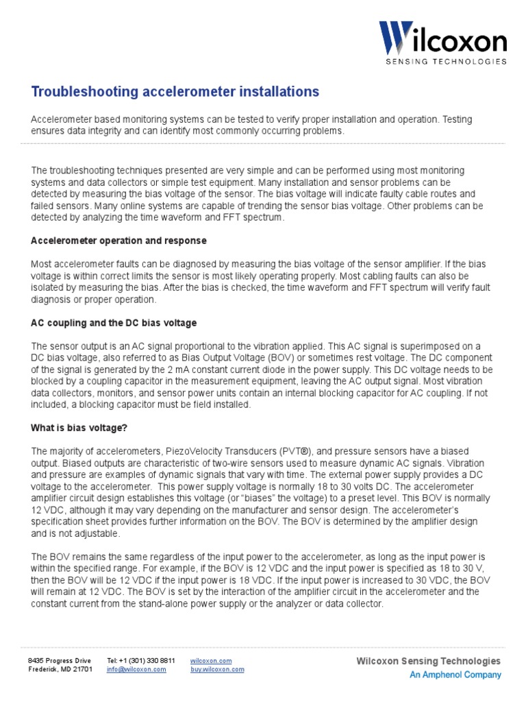 TN14 Troubleshooting Accelerometer Installation PDF Power Supply