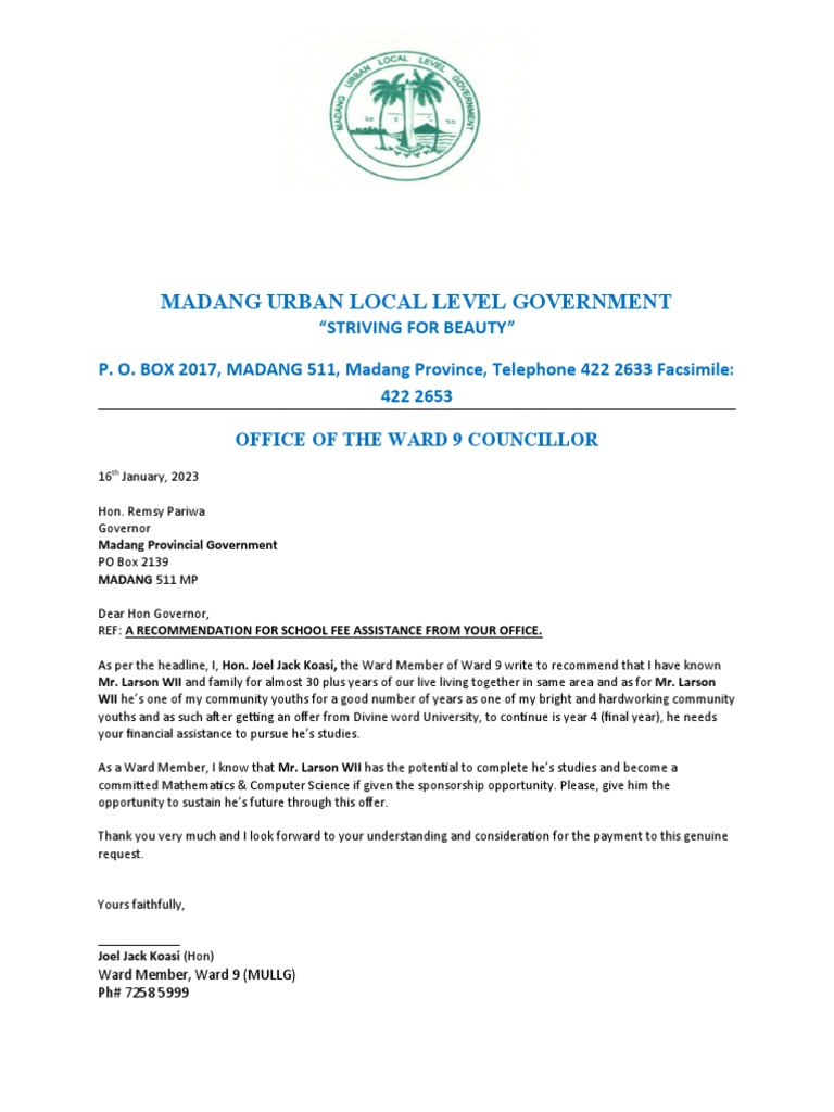 Request for School Fee Assistance | PDF | Sports & Recreation