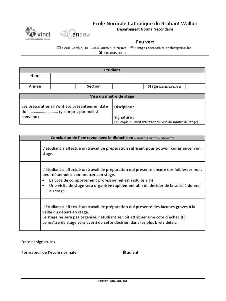 Feu Vert pour Stages 2025 | PDF