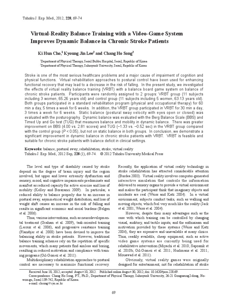 VirtualReality Balance Training With A VideoGame System Improves