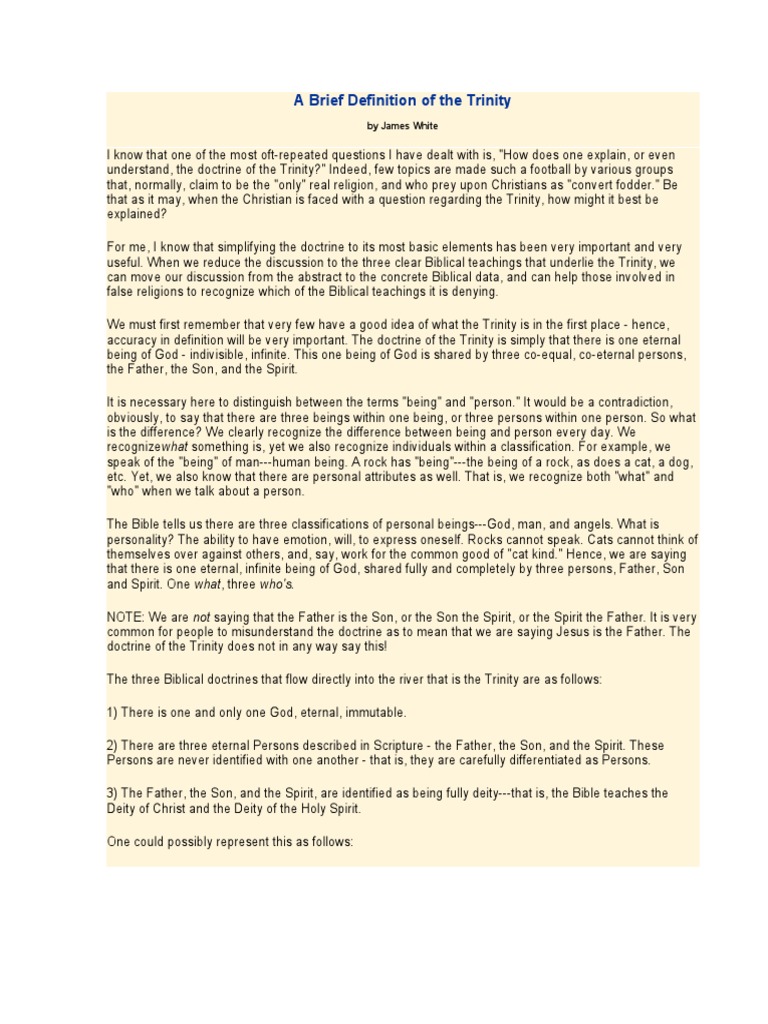 A Brief Definition of The Trinity - James White | PDF | God The Father ...