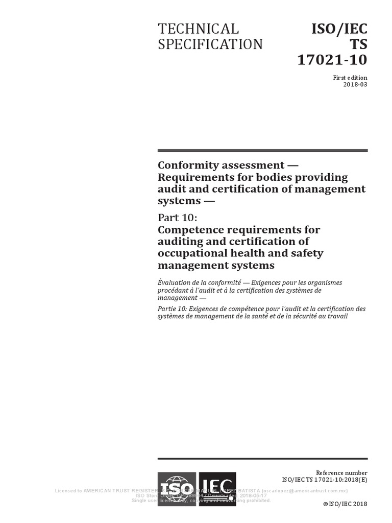 ISO IEC TS 17021-10 2018 (Inglés) | PDF | Risk | International ...
