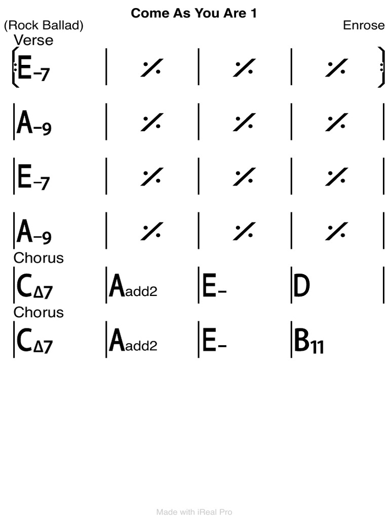 Come As You Are (Enrose Cover) Chart PDF