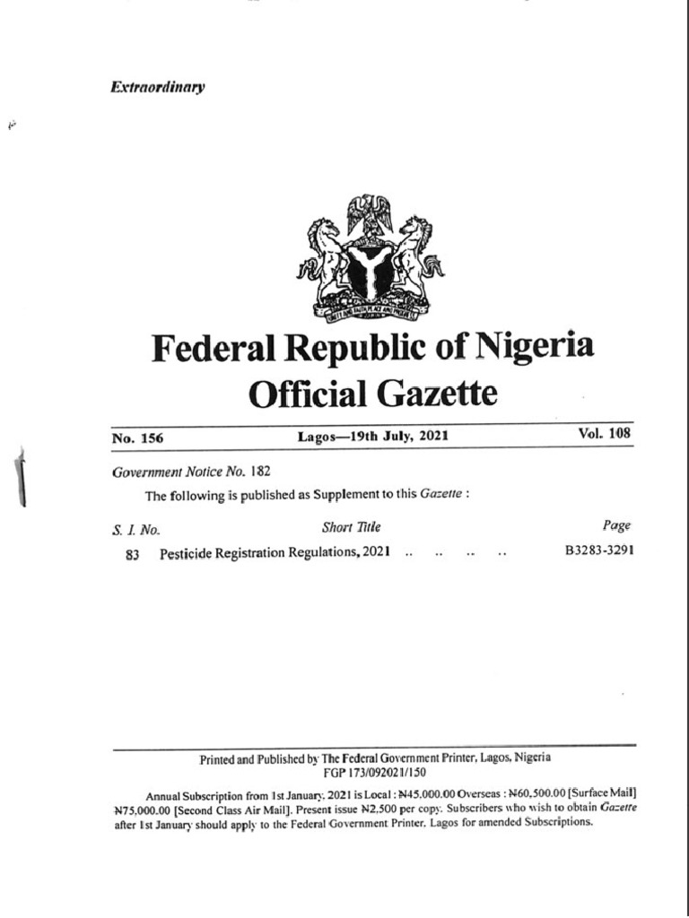 Pesticide Registration Regulations 2021 PDF