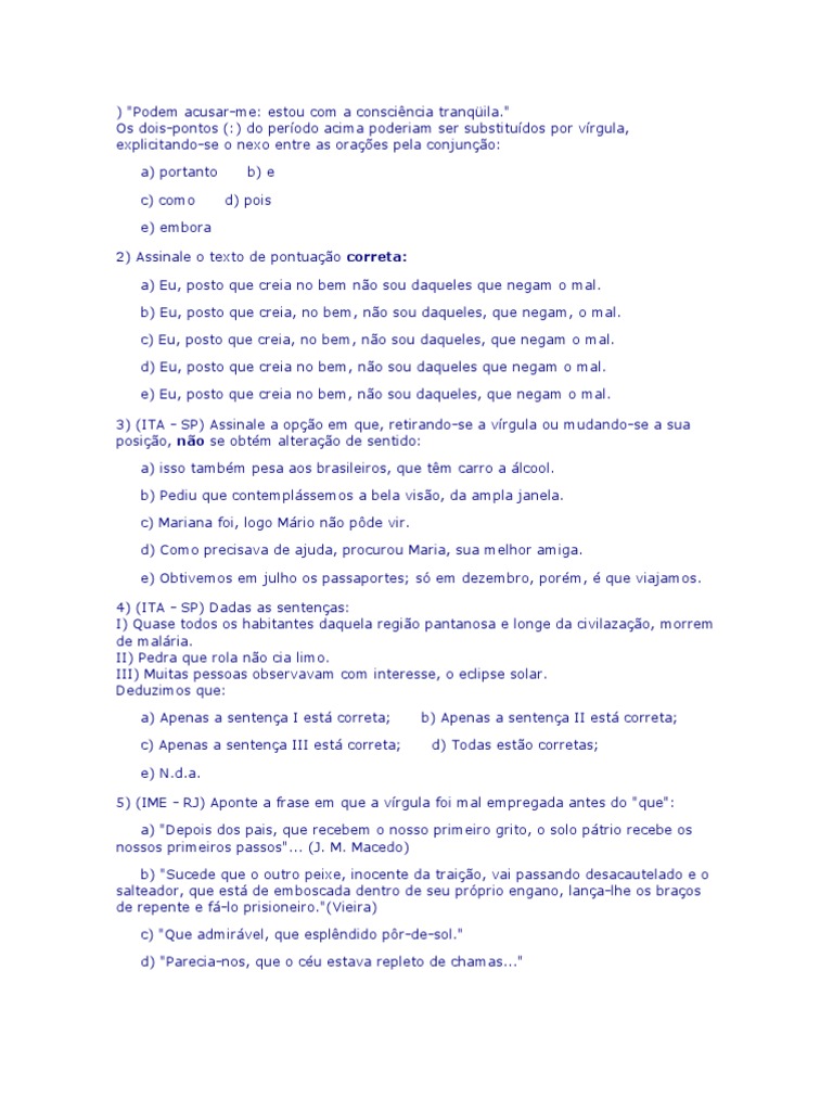 Exercícios de Pontuação com Gabarito | PDF | Escravidão | Suicídio