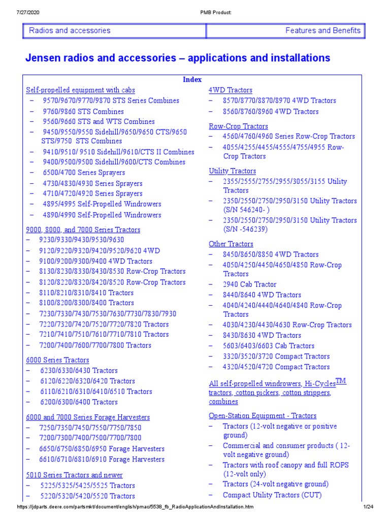 John Deere Radio Harness Guide | PDF | Tractor | Electrical Connector