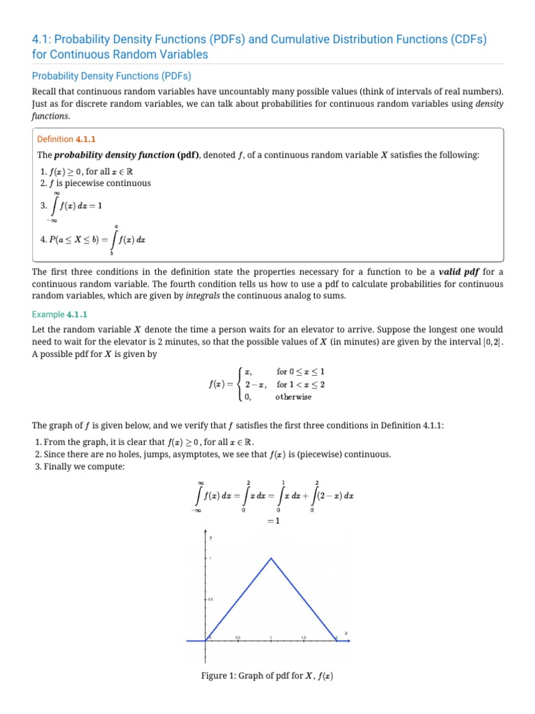 4.1 - Probability Density Functions (PDFS) and Cumulative Distribution ...