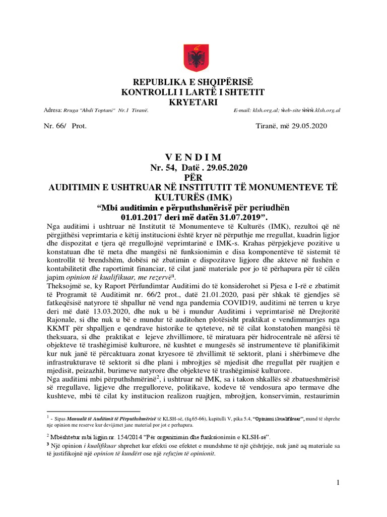Vendim: Republika E Shqipërisë Kontrolli I Lartë I Shtetit Kryetari | PDF