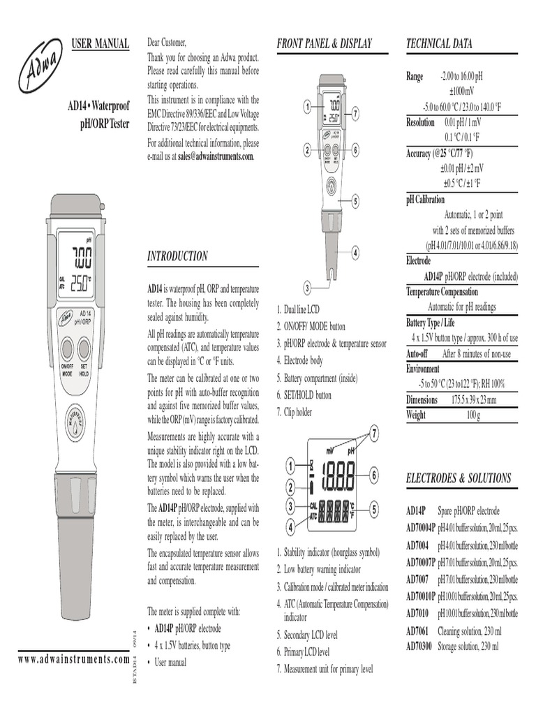 Manual PHmetro Adwa PDF Ph Calibration