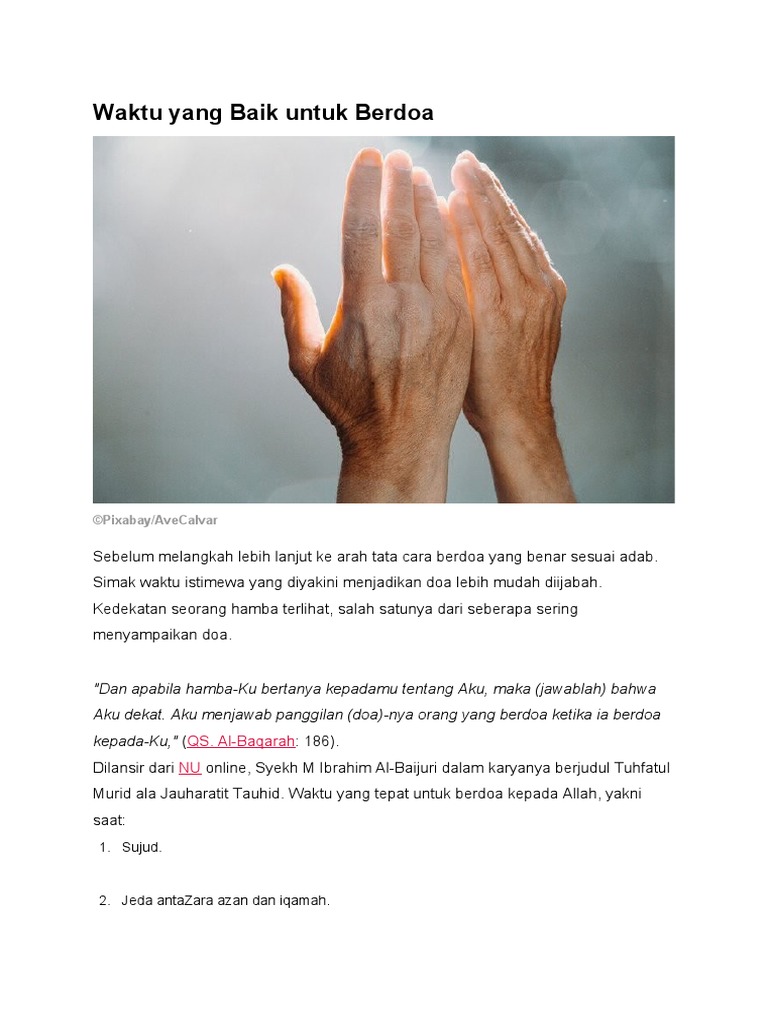 Tata Cara Berdoa yang Benar dalam Islam | PDF