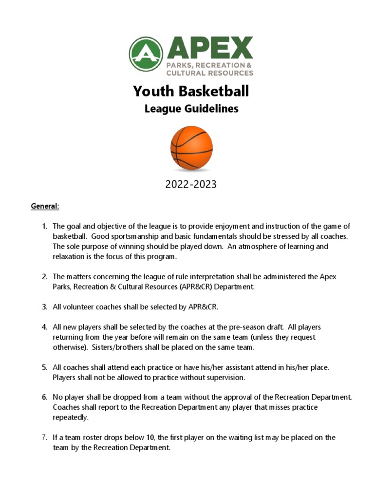 Youth Basketball Rules Apex Town Basketball PDF Basketball