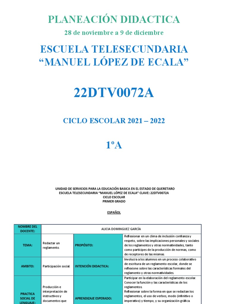 Planeación Didáctica 1ºA 2021-2022 | PDF | Evolución | Sistema de ...