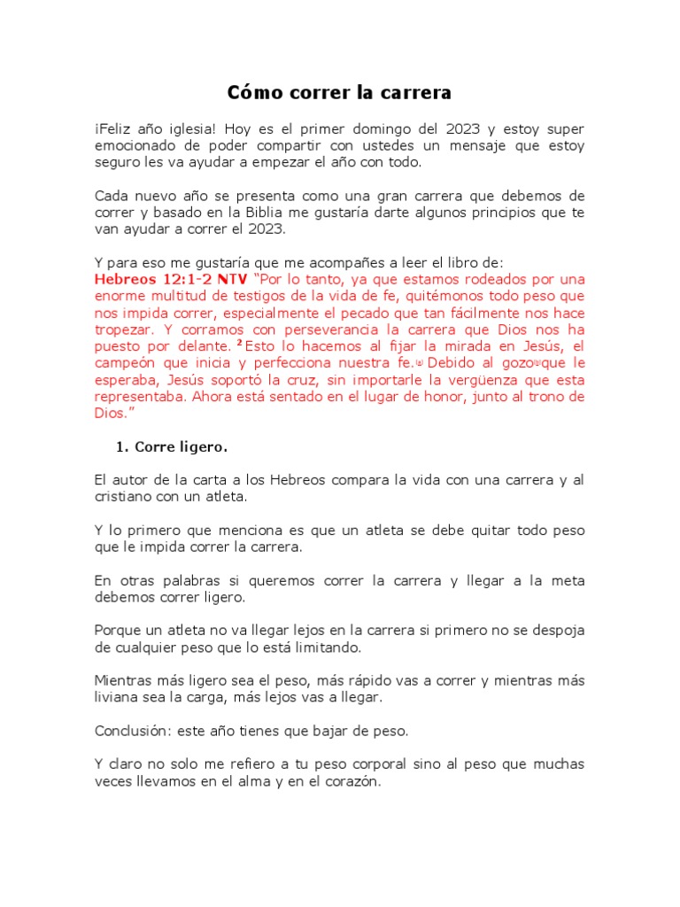 Como Correr La Carrera PDF Paciencia Jesús