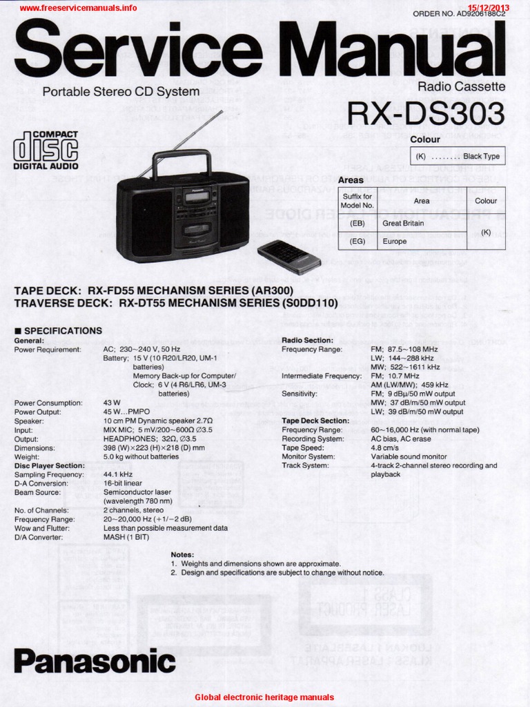 PANASONIC RX-DS303 - Service Manual | PDF