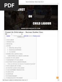 Project On Child Labour - Business Studies Class 12