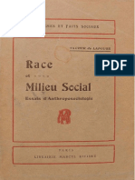 Race Et Milieu Social. Essais Dantroposociologie (Vacher de Lapouge, Georges)