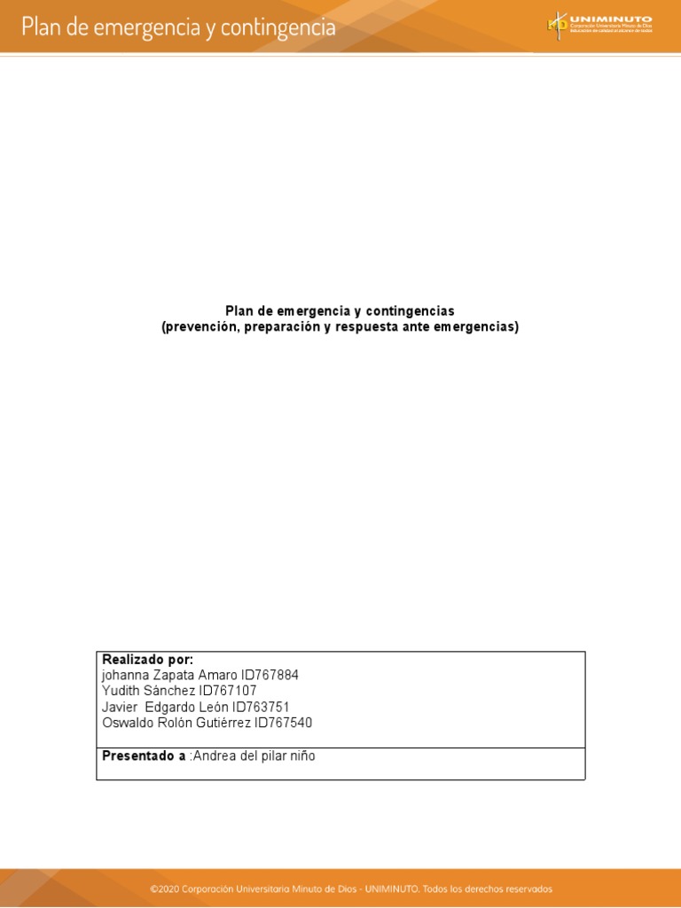 Plan de Emergencia Act 3 | PDF | Seguridad y salud ocupacional | Riesgo