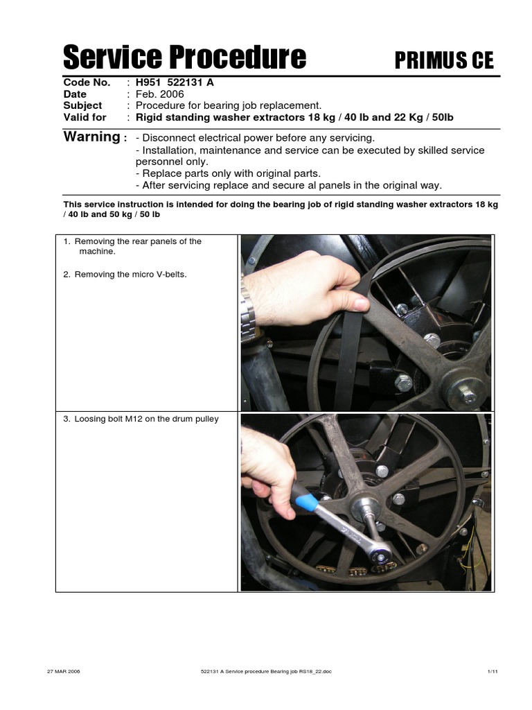 Service Instructions 522131 A Service Procedure Bearing Job Rs18 22 ...
