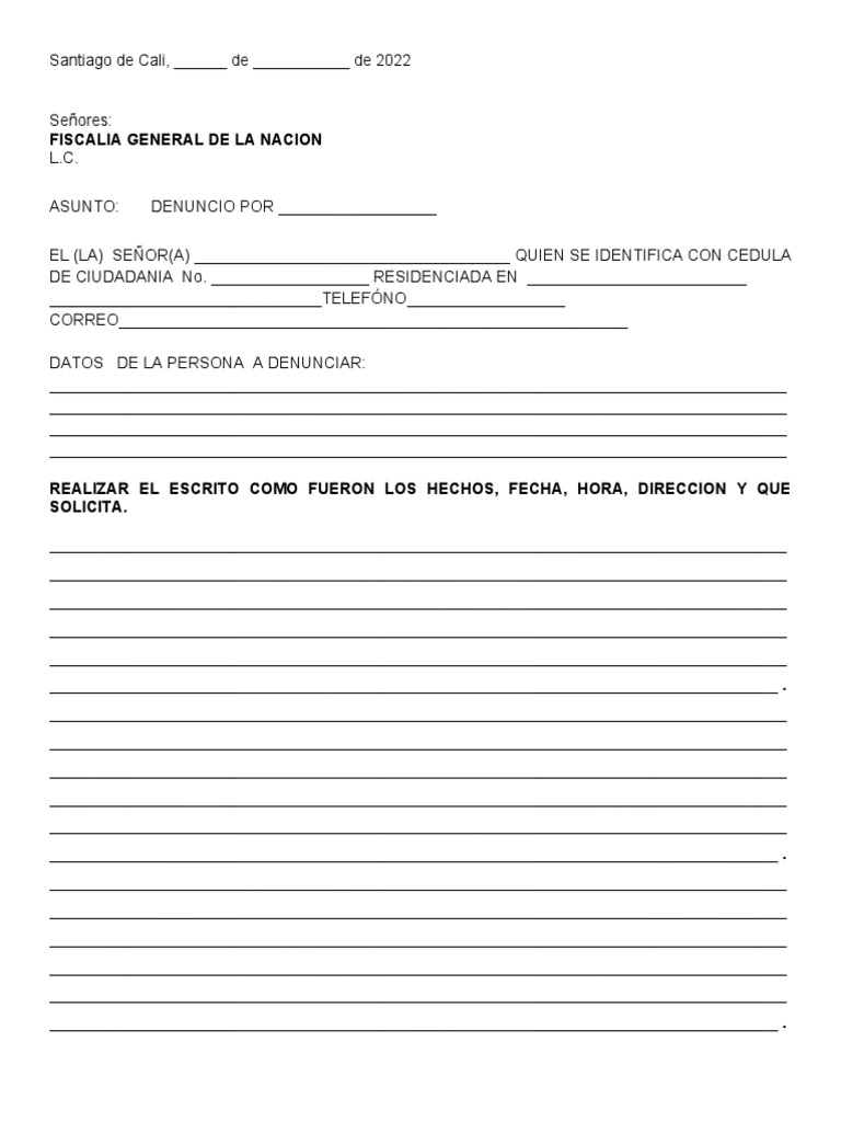 Formato Denuncia Fiscalia General de La Nacion | PDF