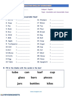 Tube Can Loaf Cup Glass Bars Pieces Jars Bottles Kilos: A. Choose Countable or Uncountable Noun!