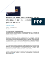 Riesgos Que Deben Ser Considerados Por Las Empresas y Por Sus Auditores para El Próximo Año 2023